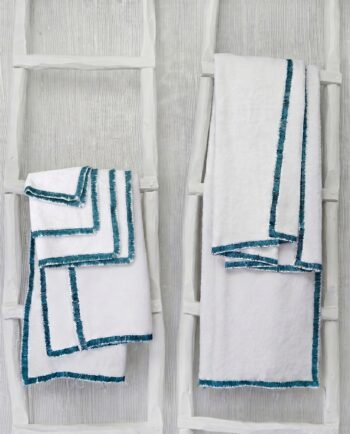 Linge de Bain collection CALI finition Paon design V. Barkowski