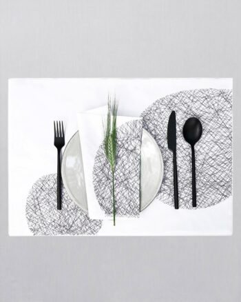 Linge de table collection DOTS finition noir design V. Barkowski