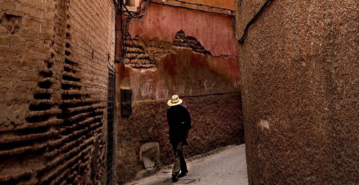 Someone walking in the Medina of Marrakech