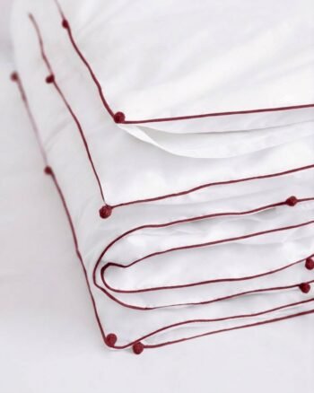 Housse de couette blanche NIL en coton avec finitions artisanales en fil tourné